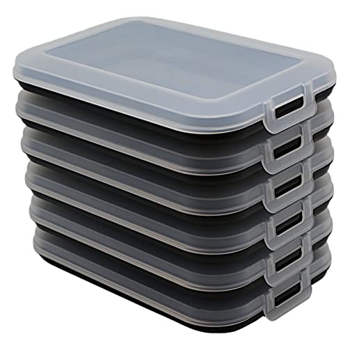 Engelland 6er Set Aufschnitt-Dosen mit integrierter Servierplatte, Frischhaltedose, Aufbewahrungsbox, Lebensmittelbehälter, Aufschnitt-Box, stapelbar, BPA-frei, Küchenbedarf, Kunststoff schwarz von Engelland