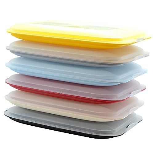 Engelland 6x hochwertige stapelbare Aufschnitt-Boxen, Frischhaltedose für Aufschnitt, Wurst Behälter-Perfekte Ordnung im Kühlschrank - bunter Farbmix von Engelland