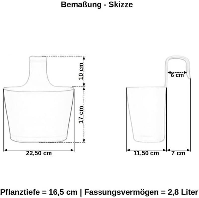 Engelland Blumenkasten EENGELLAND Balkonkasten 1 Bügel Rotbraun (Vorteils-Set, 1 St., Fassungsvermögen je Topf 2,8 Liter), UV-Beständig, Frostbeständig, Wasserauffangschalen von Engelland