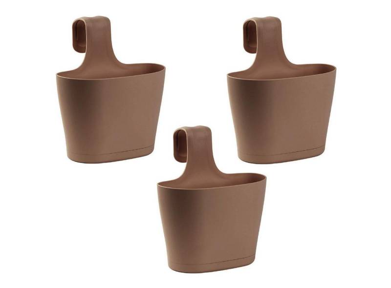 Engelland Blumenkasten ENGELLAND 3 x Balkonkasten 1 Bügel Braun (Vorteils-Set, 3 St., Fassungsvermögen je Topf 2,8 Liter), UV-Beständig, Frostbeständig, Wasserauffangschalen von Engelland