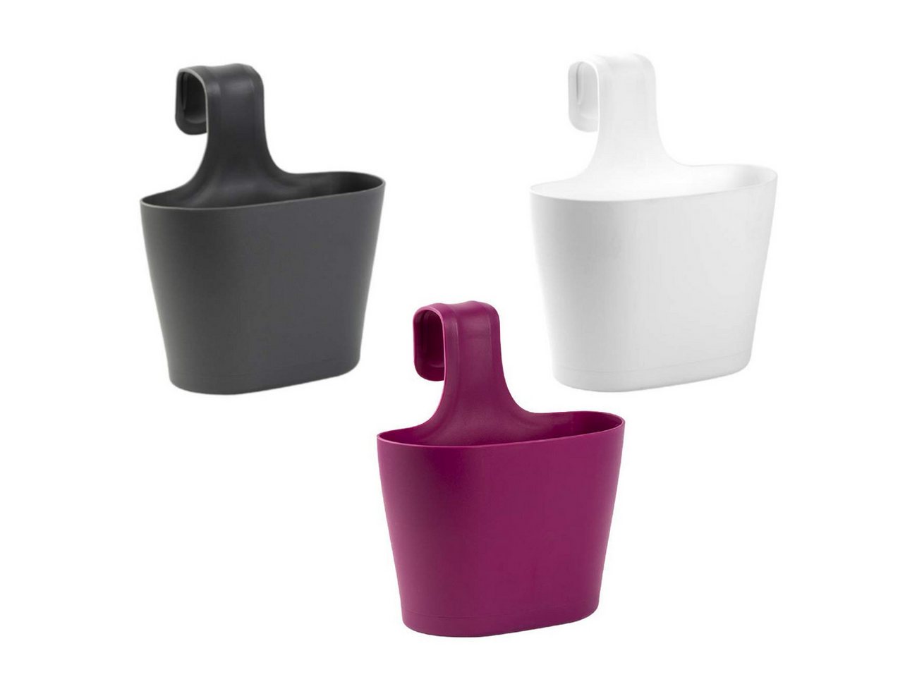 Engelland Blumenkasten ENGELLAND 3 x Balkonkasten 1 Bügel Mix (Vorteils-Set, 3 St., Fassungsvermögen je Topf 2,8 Liter), UV-Beständig, Frostbeständig, Wasserauffangschalen von Engelland