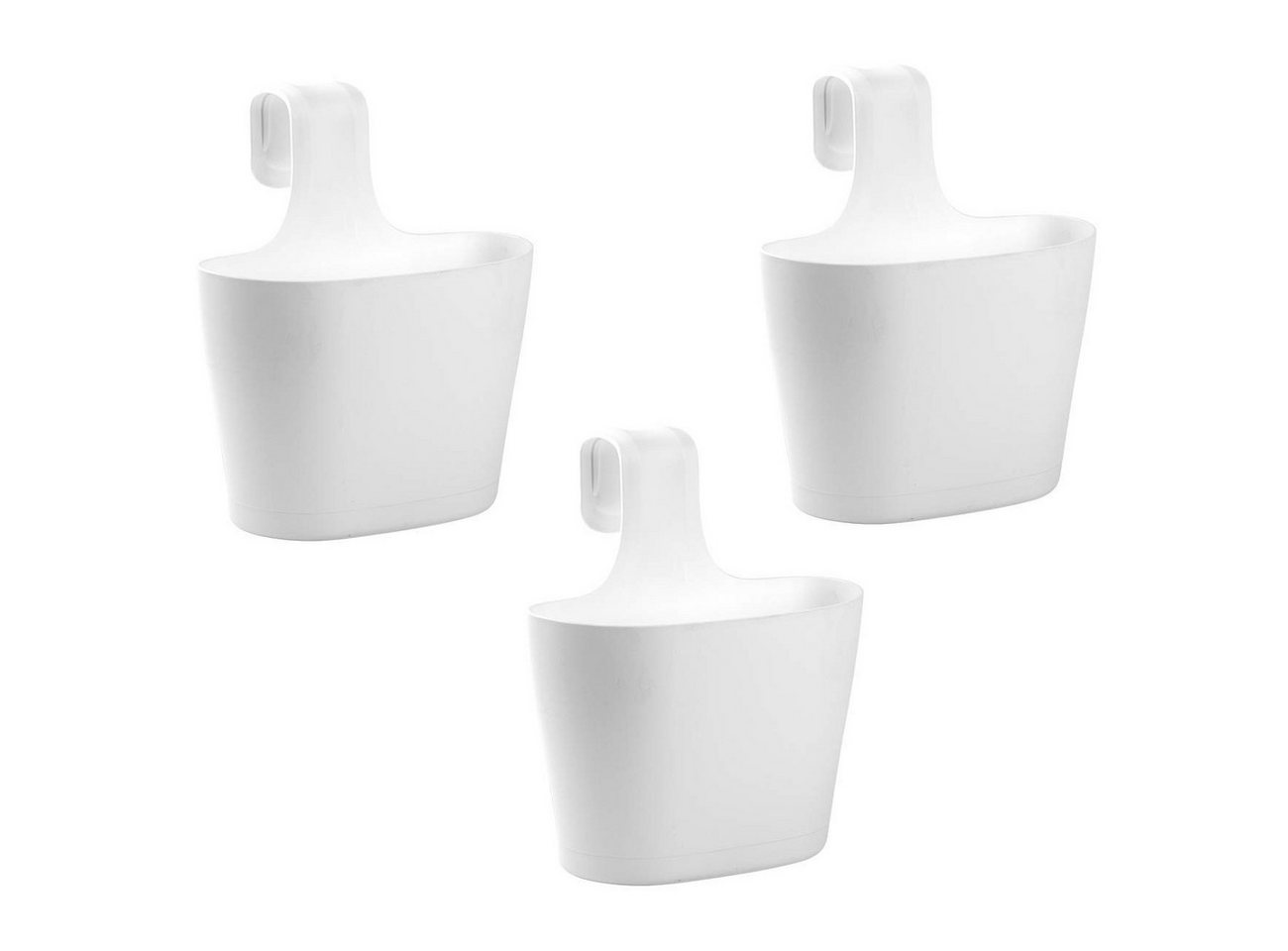 Engelland Blumenkasten ENGELLAND 3 x Balkonkasten 1 Bügel Weiß (Vorteils-Set, 3 St., Fassungsvermögen je Topf 2,8 Liter), UV-Beständig, Frostbeständig, Wasserauffangschalen von Engelland