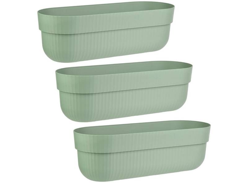 Engelland Blumenkasten mit Wasserspeicher/Drainagesystem und Abstandshalter (Vorteils-Set, 3 St), Blumentopf, 50 cm, PP-Kunststoff, Balkonkasten, länglich, formstabil von Engelland