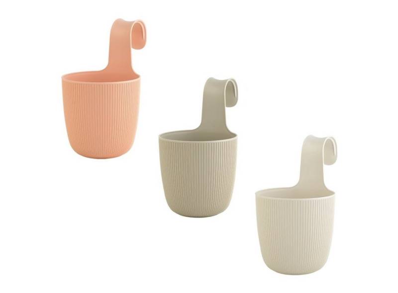 Engelland Blumentopf Blumentopf zum Hängen (Vorteils-Set, 3 St., Fassungsvermögen 2,3 Liter), UV-Beständig, Frostbeständig, Drainagesystem, ideal für Geländer/Zäune von Engelland