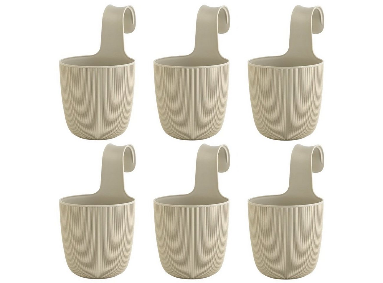 Engelland Blumentopf Blumentopf zum Hängen (Vorteils-Set, 6 St., Fassungsvermögen 2,3 Liter), UV-Beständig, Frostbeständig, Drainagesystem, ideal für Geländer/Zäune von Engelland