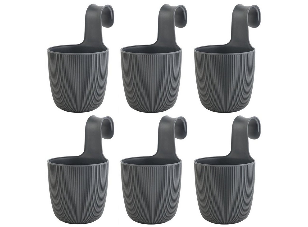 Engelland Blumentopf Blumentopf zum Hängen (Vorteils-Set, 6 St., Fassungsvermögen 2,3 Liter), UV-Beständig, Frostbeständig, Drainagesystem, ideal für Geländer/Zäune von Engelland