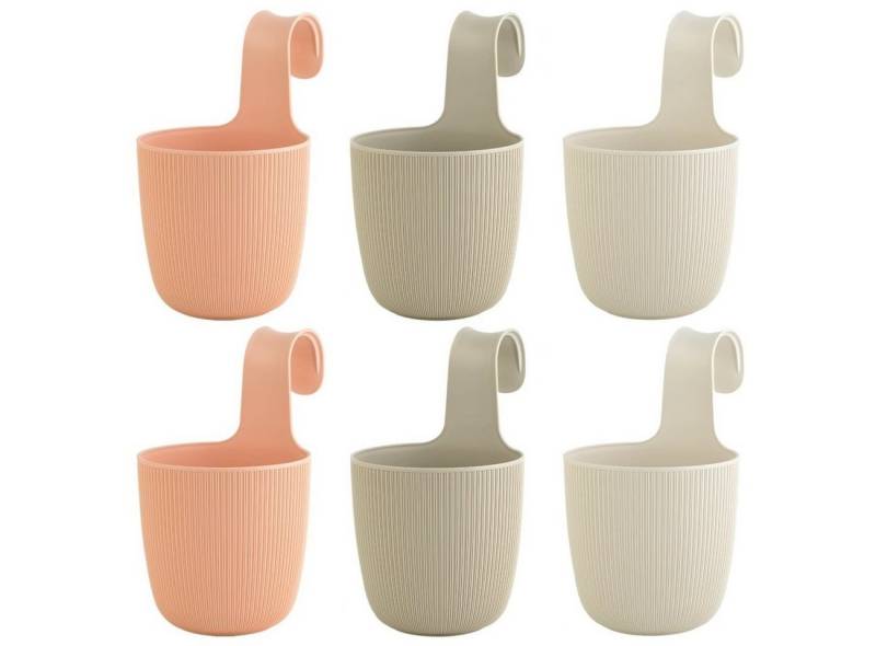 Engelland Blumentopf Blumentopf zum Hängen (Vorteils-Set, 6 St., Fassungsvermögen 2,3 Liter), UV-Beständig, Frostbeständig, Drainagesystem, ideal für Geländer/Zäune von Engelland
