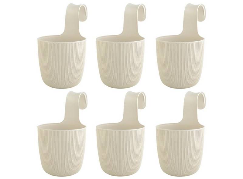 Engelland Blumentopf Blumentopf zum Hängen (Vorteils-Set, 6 St., Fassungsvermögen 2,3 Liter), UV-Beständig, Frostbeständig, Drainagesystem, ideal für Geländer/Zäune von Engelland
