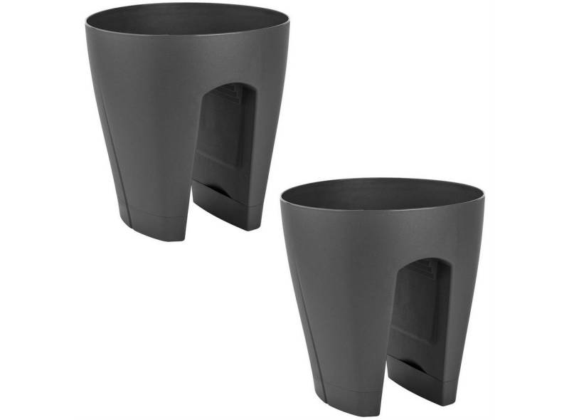Engelland Blumentopf Geländertopf mit Wasserauffangschalen (Vorteils-Set, 2 St., Fassungsvermögen 9 Liter je Topf), UV-beständig, wetterfest, frostbeständig, ideal für Geländer/Zäune von Engelland