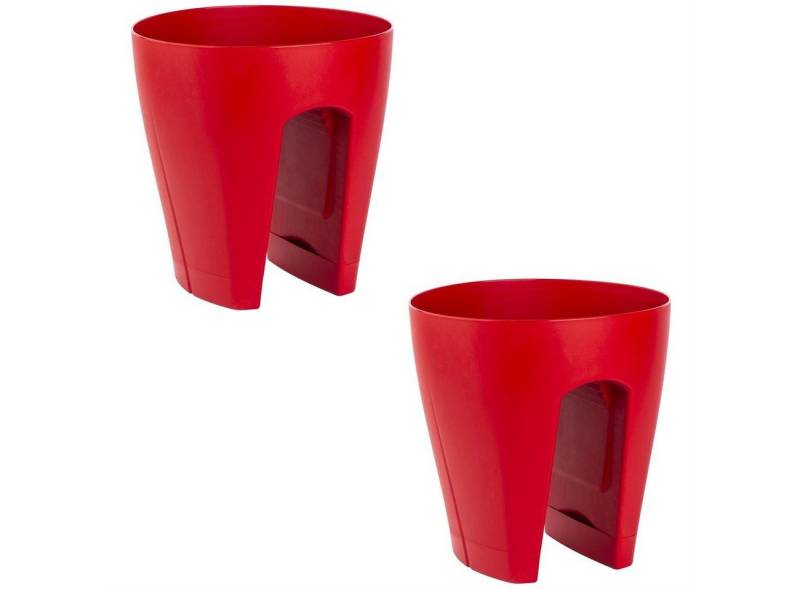 Engelland Blumentopf Geländertopf mit Wasserauffangschalen (Vorteils-Set, 2 St., Fassungsvermögen 9 Liter je Topf), UV-beständig, wetterfest, frostbeständig, ideal für Geländer/Zäune von Engelland