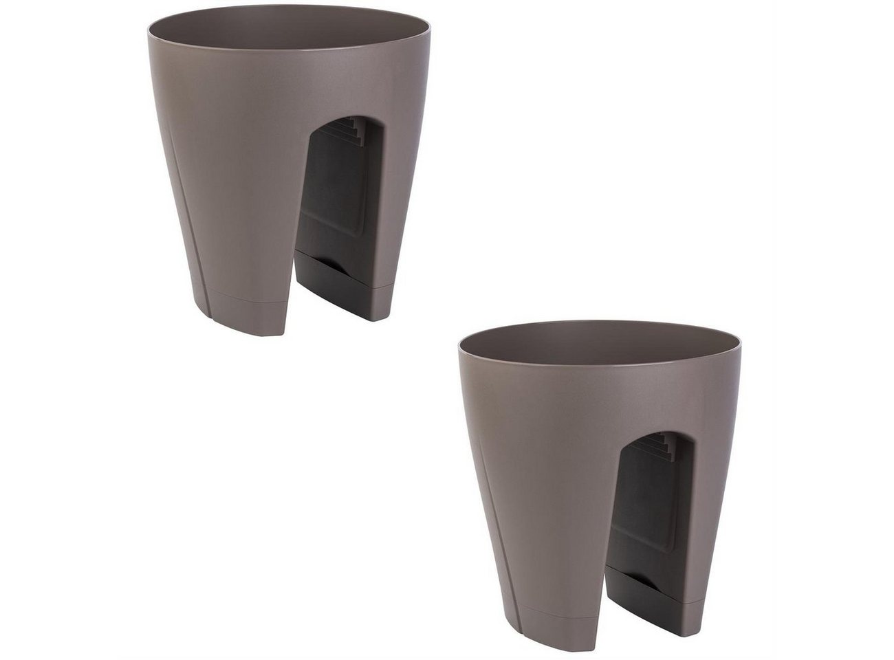 Engelland Blumentopf Geländertopf mit Wasserauffangschalen (Vorteils-Set, 2 St., Fassungsvermögen 9 Liter je Topf), UV-beständig, wetterfest, frostbeständig, ideal für Geländer/Zäune von Engelland