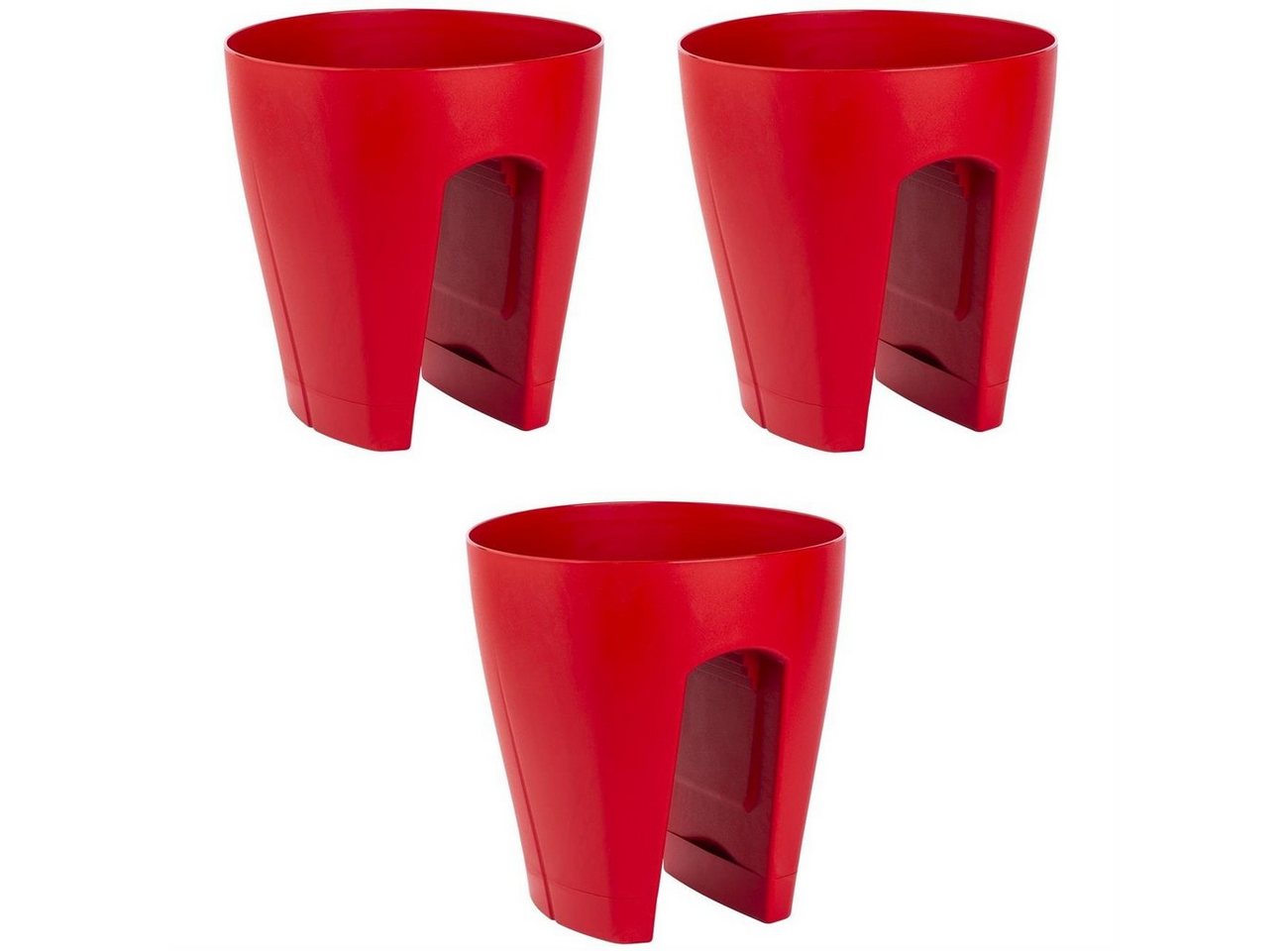 Engelland Blumentopf Geländertopf mit Wasserauffangschalen (Vorteils-Set, 3 St., Fassungsvermögen 9 Liter je Topf), UV-beständig, wetterfest, frostbeständig, ideal für Geländer/Zäune von Engelland