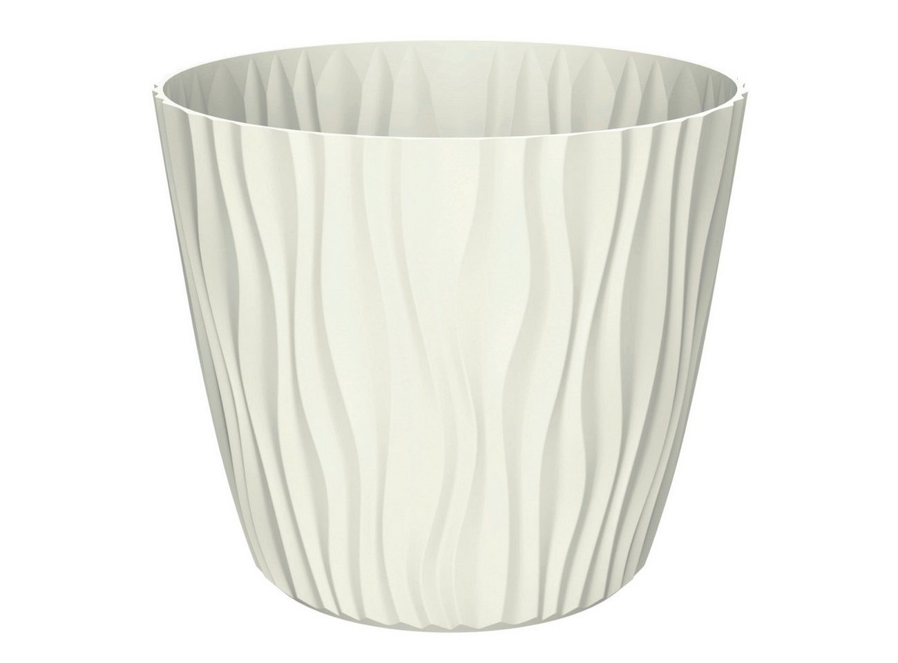 Engelland Blumentopf Pflanztopf mit Drainagesystem (Vorteils-Set, 1 St., robuster PP-Kunststoff), 3D-Wellenoptik, UV-resistent, Drainagesystem, direkte Bepflanzung von Engelland