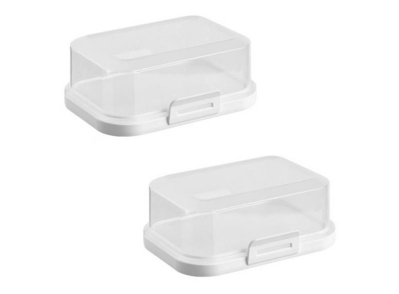 Engelland Butterdose Stapelbare Butter-/Käsedose, Kunststoff, (Vorteils-Set, 2-tlg., mit sicherem Klickverschluss), stapelbar, platzsparend, Ordnung im Kühlschrank, BPA-Frei, Mehrzweck von Engelland