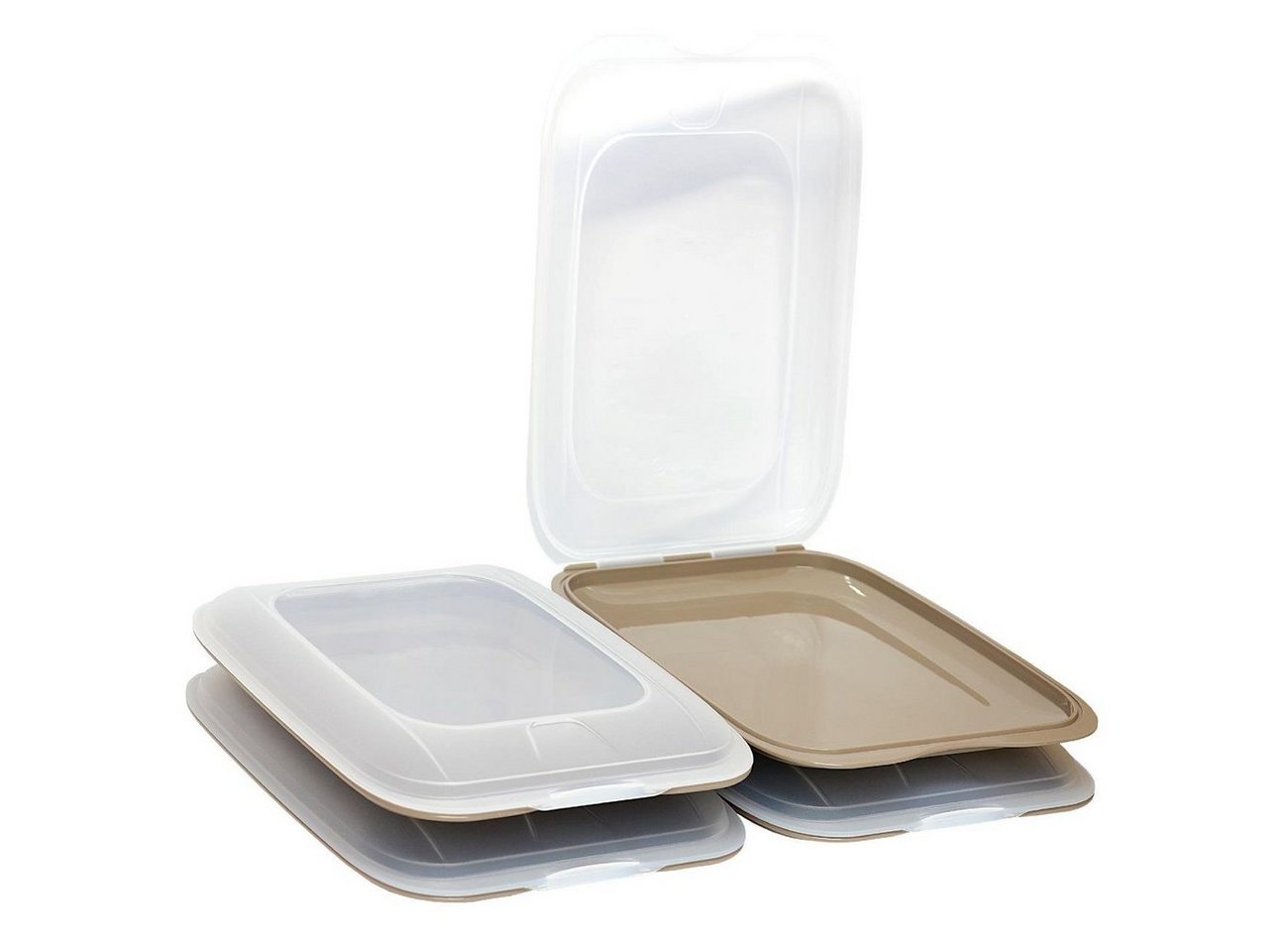 Engelland Frischhaltedose Aufschnittdosen, Aufschnittbox, Kunststoff, (Vorteils-Set, 4-tlg., mit transparentem Deckel), stapelbar, platzsparend, Ordnung im Kühlschrank, Organizer, Stapelbox von Engelland