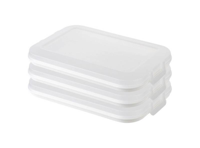 Engelland Frischhaltedose Aufschnittdosen für den Kühlschrank, Aufschnittboxen, PP-Kunststoff, BPA-frei, (Vorteils-Set, 3-tlg., mit transparentem Deckel), stapelbar, platzsparend, Ordnung im Kühlschrank, Organizer, Stapelbox von Engelland