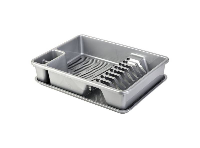 Engelland Geschirrständer Abtropfgestell, Abtropfgitter mit Wanne, für bis zu 9 Teller inkl. Besteck, spülmaschinengeeignet, BPA-frei von Engelland