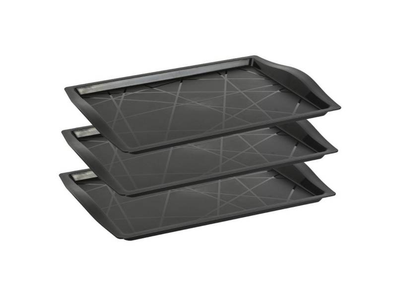 Engelland Tablett Serviertablett, Kunststoff, (Vorteils-Set, 3-tlg., L 46,5 x B 33 x H 3 cm), Moderne Verzierung, BPA-frei, rechteckig, Mehrweg, wiederverwendbar von Engelland
