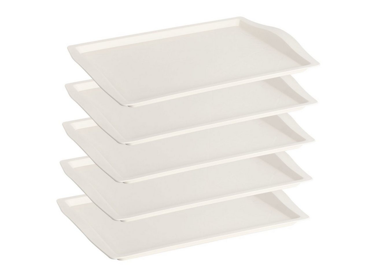 Engelland Tablett Serviertablett, Kunststoff, (Vorteils-Set, 5-tlg., L 46,5 x B 33 x H 3 cm), Moderne Verzierung, BPA-frei, rechteckig, Mehrweg, wiederverwendbar von Engelland