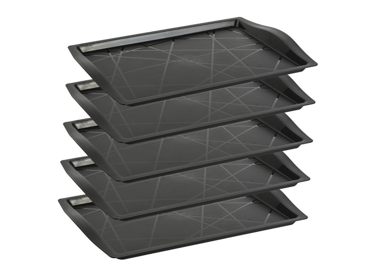 Engelland Tablett Serviertablett, Kunststoff, (Vorteils-Set, 5-tlg., L 46,5 x B 33 x H 3 cm), Moderne Verzierung, BPA-frei, rechteckig, Mehrweg, wiederverwendbar von Engelland