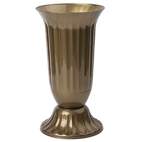 Engelland Vase für Garten oder Grab in runder Form aus Kunststoff mit abnehmbarem Stand-Fuß Verwendung im Innen- und Außenbereich 29 cm von Engelland