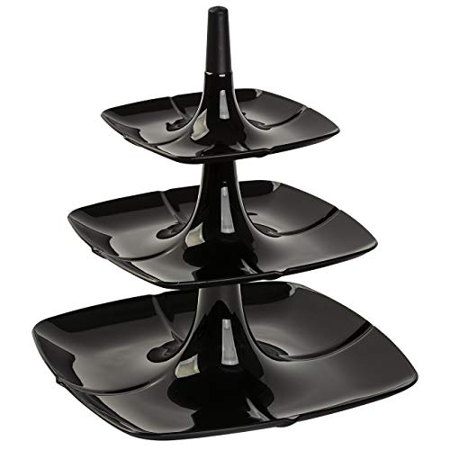 Etagere 3 stöckig Kuchenständer Dessertständer Tortenhalter Käseplatte Kunststoff Farbe schwarz von Engelland