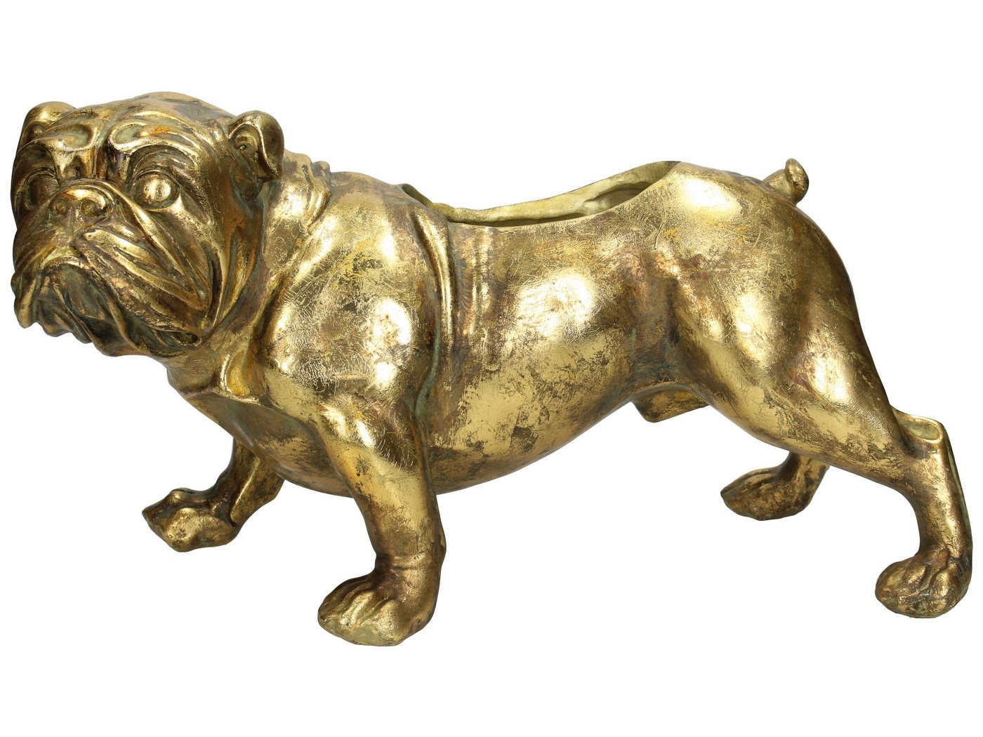 Engelnburg Blumentopf Blumentopf Übertopf Blumengefäß Hund Polyresin Gold 20,3x17x36,8 (kein Set, 1er Set) von Engelnburg