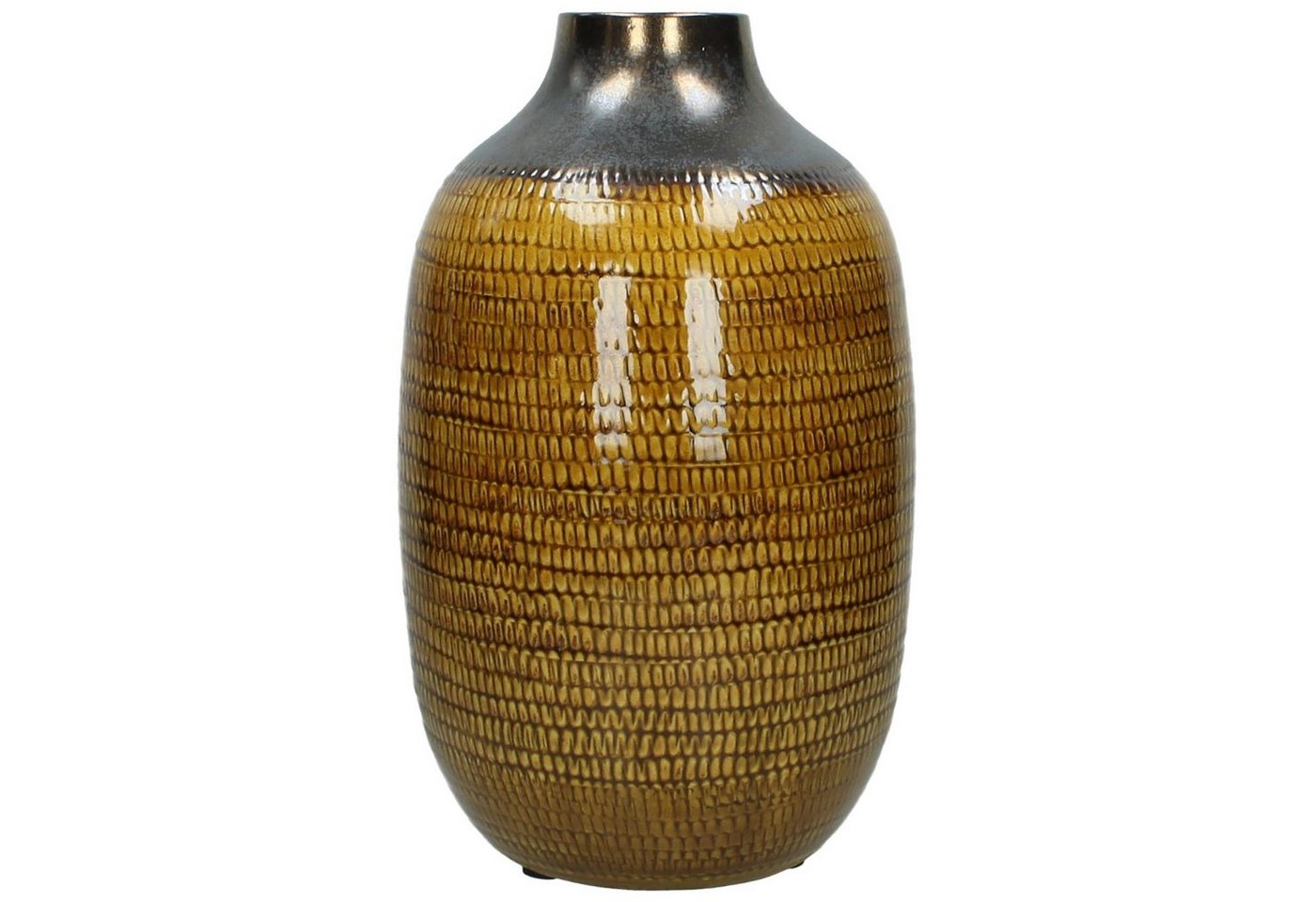 Engelnburg Dekovase Hochwertige Blumenvase Vase Keramik Handgefertigt Gelb 22x22x36cm (kein Set, 1er Set) von Engelnburg