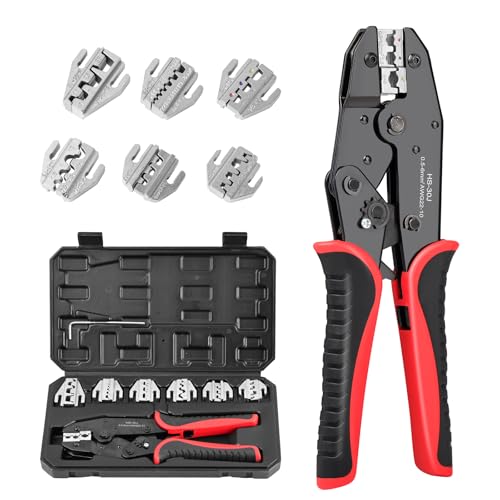 Crimpzangen Set 7-in-1 Professionelles für Elektriker – Kabelschuhe, Aderendhülsen, Solar- & RJ45-Klemmen mit Wechselbacken | Inkl. Schrumpfschlauch & Ratschenmechanismus Crimpzangen Set 7-in-1 Professionelles für Elektriker – Kabelschuhe, Aderendhülsen, Solar- & RJ45-Klemmen mit Wechselbacken | Inkl. Schrumpfschlauch & Ratschenmechanismus von EngineR