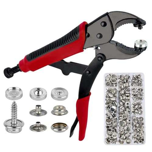 Druckknopf set mit zange: Tragbares Ösenzange Set mit 60 Sätzen 15mm - Druckknöpfe mit zange für Bootsabdeckung, Druckknopfzange Druckknopf Werkzeug, Ersetzen Heavy Duty Snap Fastener Tool von EngineR