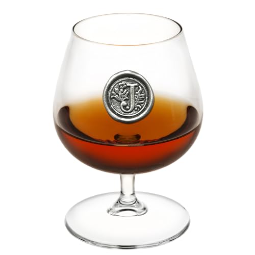 English Peweter Company 14,5 Unzen Brandy Cognac Snifter Glas mit Monogramm Initiale - personalisiertes Geschenk mit Ihrer Wahl der Initiale (J) [MON210] von English Pewter Company Sheffield, England