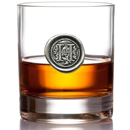English Pewter Company 11oz Whiskyglas Tumbler mit Monogramm Initiale - personalisierte Geschenk mit Ihrer Wahl der Initiale (H) [MON108] von English Pewter Company Sheffield, England