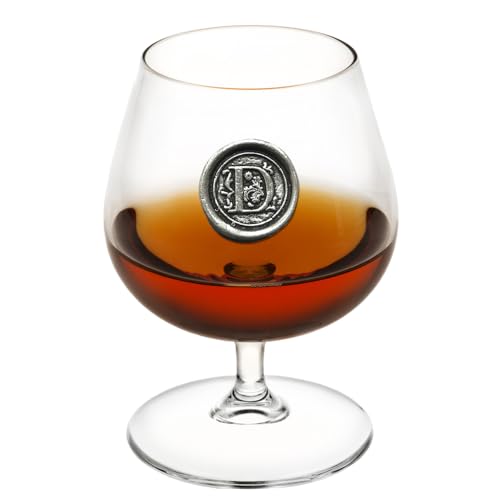 English Pewter Company 14,5 Unzen Brandy Cognac Snifter Glas mit Monogramm Initiale - personalisiertes Geschenk mit Ihrer Wahl der Initiale (D) [MON204] von English Pewter Company Sheffield, England