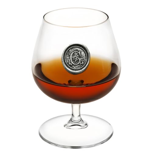 English Pewter Company 14,5 Unzen Brandy Cognac Snifter Glas mit Monogramm Initiale - personalisiertes Geschenk mit Ihrer Wahl der Initiale (G) [MON207] von English Pewter Company Sheffield, England