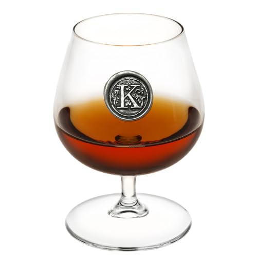 English Pewter Company 14,5 Unzen Brandy Cognac Snifter Glas mit Monogramm Initiale - personalisiertes Geschenk mit Ihrer Wahl der Initiale (K) [MON211] von English Pewter Company Sheffield, England