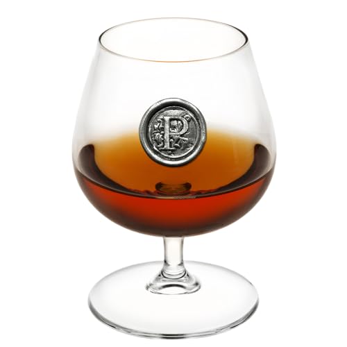 English Pewter Company 14,5 Unzen Brandy Cognac Snifter Glas mit Monogramm Initiale - personalisiertes Geschenk mit Ihrer Wahl der Initiale (P) [MON216] von English Pewter Company Sheffield, England
