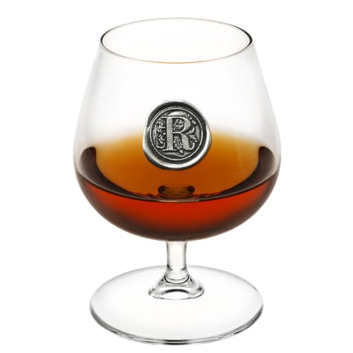 English Pewter Company 14,5 Unzen Brandy Cognac Snifter Glas mit Monogramm Initiale - personalisiertes Geschenk mit Ihrer Wahl der Initiale (R) [MON218] von English Pewter Company Sheffield, England