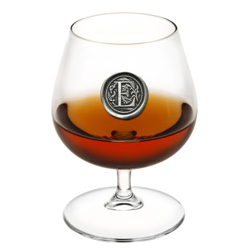 English Pewter Company 14,5 oz Brandy Cognac Snifter Glas mit Monogramm Initiale - personalisiertes Geschenk mit Ihrer Wahl der Initiale (E) [MON205] von English Pewter Company Sheffield, England