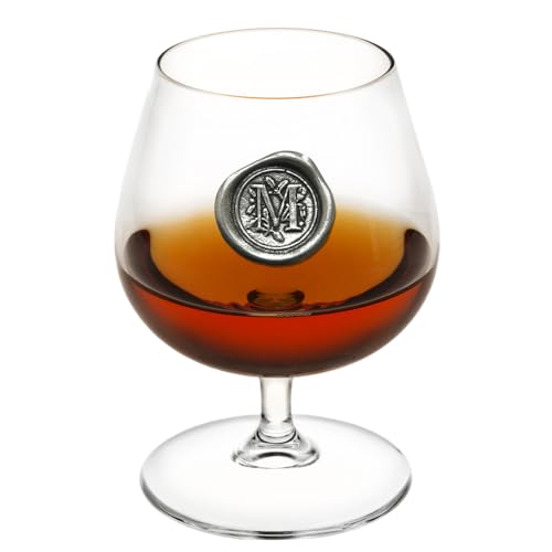 English Pewter Company 14.5oz Brandy Cognac Snifter Glass with Monogram Initial - Personalised Gift with Your Choice of Initial (M) [MON213] von English Pewter Company Sheffield, England