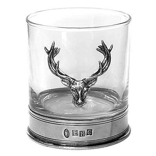 English Pewter Company Hirschkopf Whiskyglasbecher mit Zinnfuß [STAG104] von English Pewter Company Sheffield, England