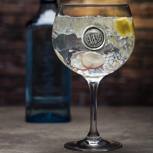 English Pewter Company Personalisiertes Gin Glas mit Ihrer Wahl der Initiale (W) - einzigartiges Geschenk für Männer oder Frauen, Geburtstage, Jubiläen [MON323] (W) von English Pewter Company Sheffield, England