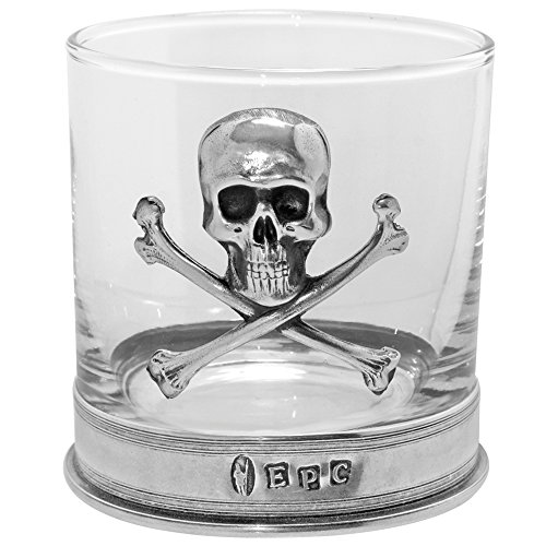 English Pewter Company Whiskyglasbecher aus Zinn-Totenkopf mit gekreuzten Knochen [TUM07] von English Pewter Company Sheffield, England