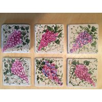 Marmorfliese Handbemalt Traube Akzentfliesen Getrommelt von EnglishCreekStudio