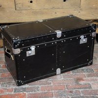 Schwarze Leder & Chrom Truhe von EnglishLeatherTrunks