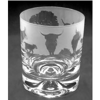 Highland Rinder Glas | 30Cl Glas Whiskybecher Mit Highland Cattle Frieze Design von EngravedGlassDirect