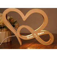 Personalisierte Infinity Herz Name Nachtlicht, Personalisierte Namensschild Holz Lampe, Wand-Dekor Jahrestag Geschenk Hochzeitsgeschenk von Engravedlife