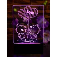 Bären in Der Liebe, Personalisierte 3D Illusion Smart App Control Nachtlicht Bluetooth, Musik, 7 & 16M Farbe Mobile App, Made Uk von EngravingArtStudio