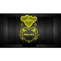 Ballons Herzen Mit 2 Engeln 3D-Led-Lampe Rgb, Kann Personalisiert Werden, 15 Farbwechsel Led-Lampe Fernbedienung Handgefertigt in Großbritannien von EngravingArtStudio