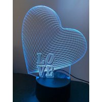 Big Heart Liebe Led-Lampe, Personalisierte 3D-Illusion Smart App-steuern Nachtlicht Bluetooth, Musik, 716M Color Mobile App von EngravingArtStudio