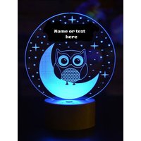 Eule Auf Dem Mond, 3D Illusion Smart App Control Nachtlicht Bluetooth, Musik, 7 & 16 M Farbe Mobile App, Made in Uk von EngravingArtStudio